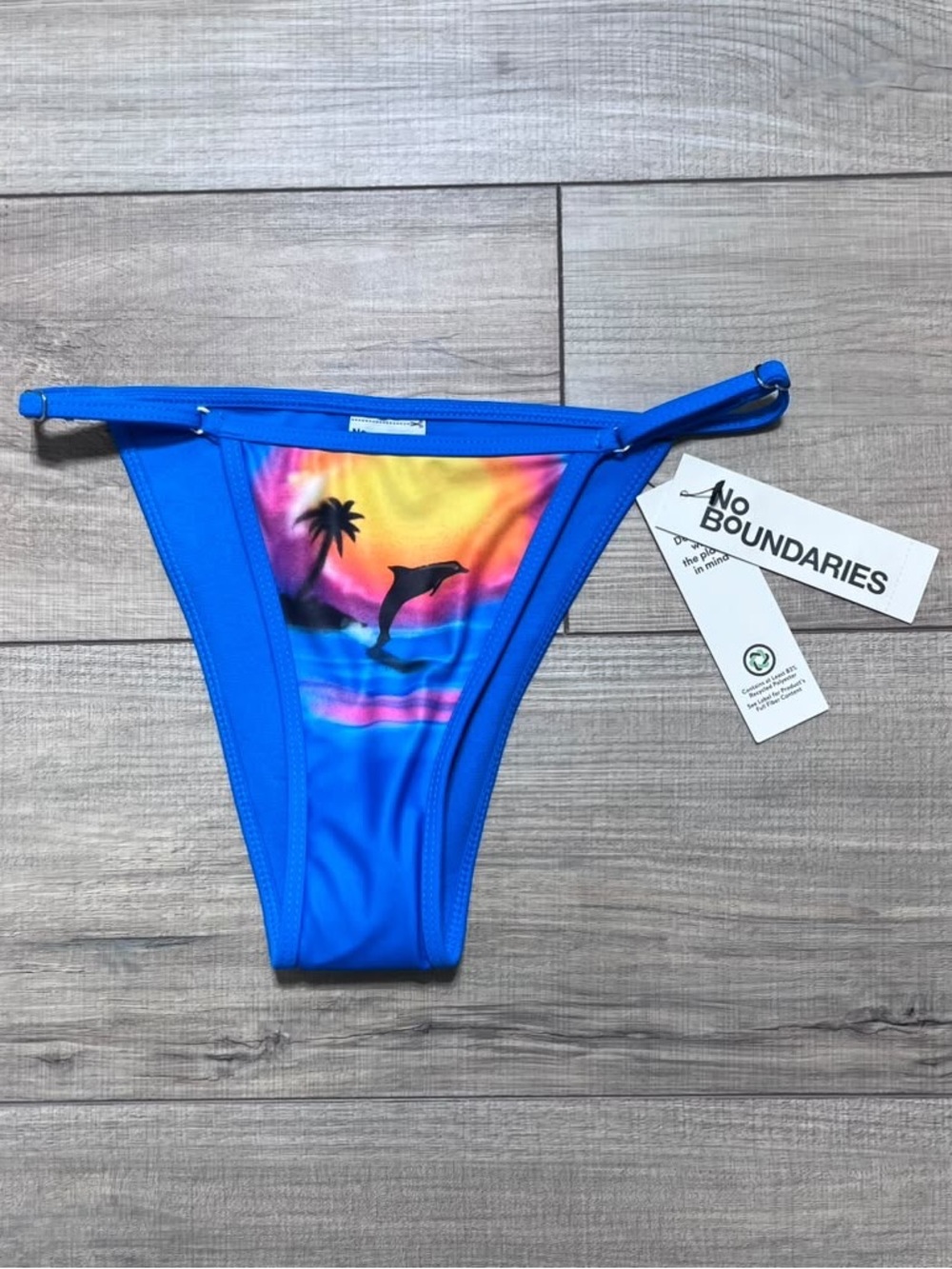 No Boundaries Juniors Cheeky Extra High Leg Dolphin Bikini Bottom XXS (00) Blue